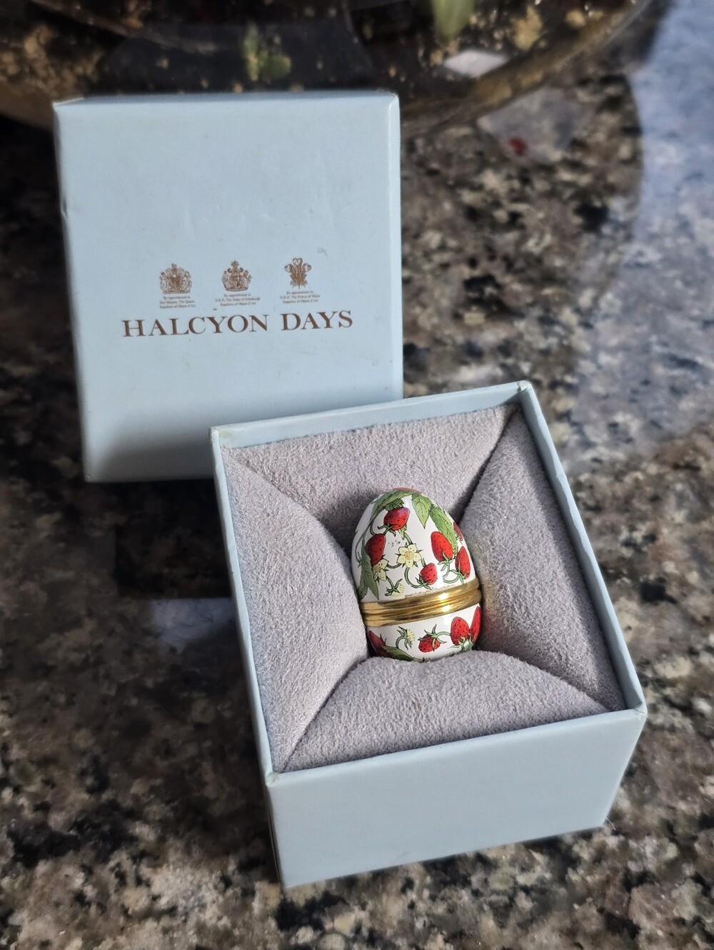 Halcyon Days Enamels Strawberry Egg Trinket Enamel Box